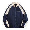 thumbnail image 2 of Zpanxa Men's Color Block Hooded Jacket Long Sleeve with Zipper Pocket, Casual Urban Coat for Street Style Fashion Navy L, 2 of 4