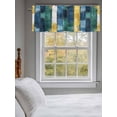 thumbnail image 3 of Navy Blue Stripe Curtain Valances for Windows, Vintage Yellow Geometric Abstract Kitchen Valance Window Treatment, Light Filtering Block Curtains for Bathroom/Bedroom/Living Room 60'' x 18'', 3 of 9