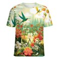 thumbnail image 5 of Flower Hummingbird Women's Short Sleeve Tops Casual Blouses T Shirt, 5 of 6