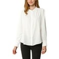 thumbnail image 5 of INSPIRE CHIC Women's Stand Collar Button Down Long Sleeve Shirts 2XL White, 5 of 6