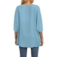 thumbnail image 3 of SAYOO Dolman manga cuello en V mujer #39;st - camisa gasa suelta Split verano Street Top SAYOO moda, 3 of 6