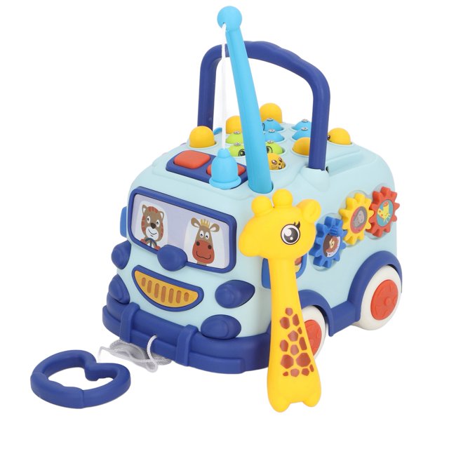 Multifunctional Baby Bus Toy With Fishing, Hammering Pounding, And Piano Key Design, Ideal For Early Learning, Motor Skills Development And Pre Education Support