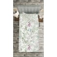 thumbnail image 3 of Ambesonne Floral Quilted Bedspread Set 2 Pcs, Vintage Seamless Pattern, Twin Size, White and Reseda Green, 3 of 3