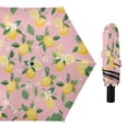 thumbnail image 3 of Lemon Leaves Flowers Compact Folding Umbrella for Rain Windproof Travel Umbrella UPF 50+ Lightweight Packable Arc Size, 3 of 8