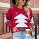 thumbnail image 2 of Suéter de Navidad para mujer, cuello redondo, suave, de moda, suéter con patrón de Navidad para mujer, rojo, M, 2 of 6