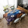 thumbnail image 3 of Blue Fall Pumpkins Rectangle Tablecloths 54x87,Autumn Maple Leaf Vintage Oil Painting Table Cloth Table Cover Indoor/Outdoor Tabletop Decor for Wedding Holiday Party Dinner Baby Shower, 3 of 7