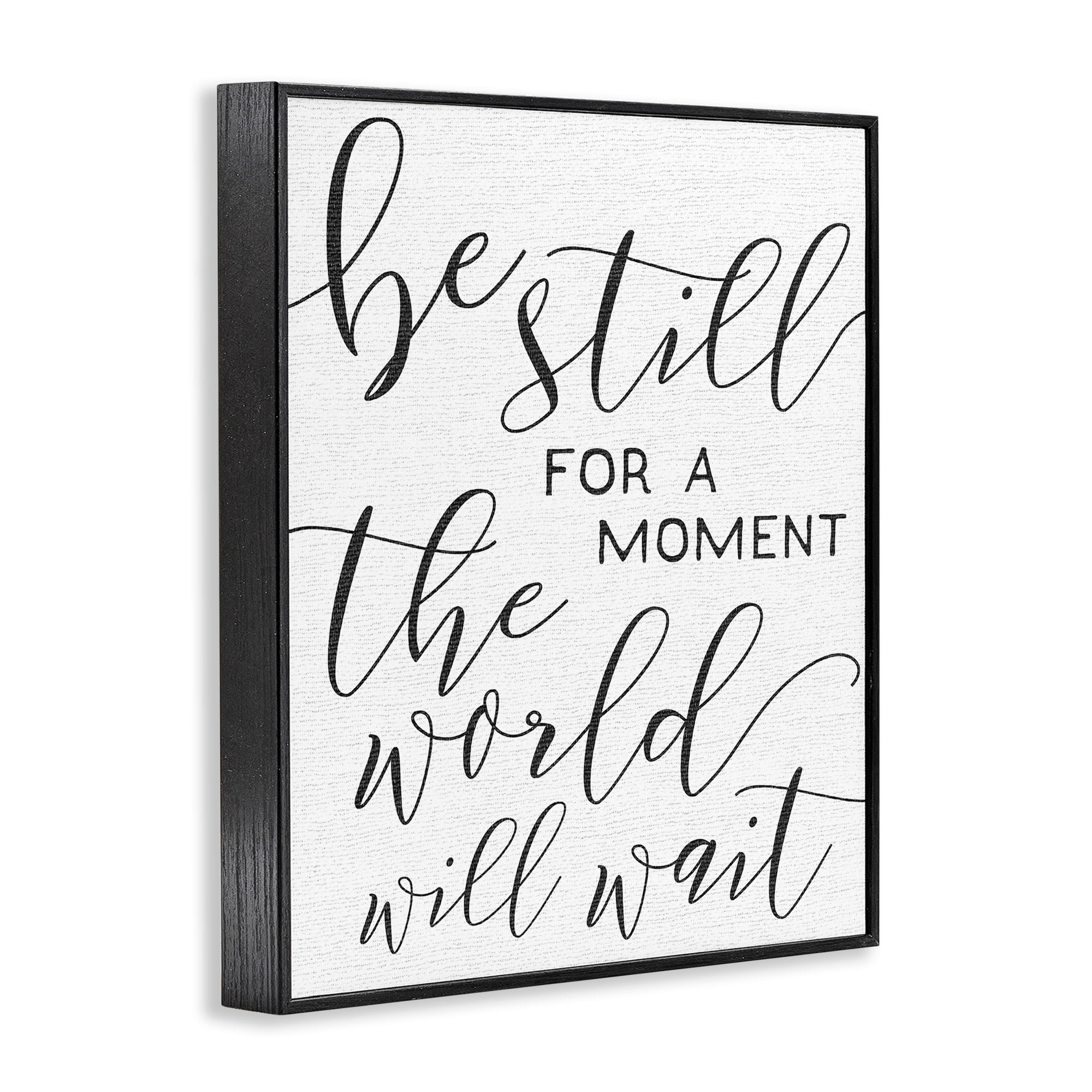 Stupell The World Will Wait Typography Framed Giclee Texture Art Black Framed - 16 x 20