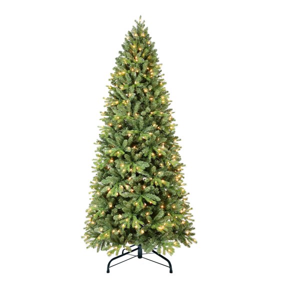 Christmas Tree 9 FEET Artificial Tree Indoor Green Dunhill Fir Realistic Spruce with 2435 Branch Tips 700 Lights Metal Base
