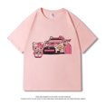 thumbnail image 4 of T-shirt Kawaii Sanrios Pilote de Course Hello Kitty Imprimé Rue Américaine Rétro Coton Manches Courtes Hommes et Femmes Tops Couple, 4 of 6
