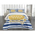 thumbnail image 3 of Ambesonne Saying Quilted Bedspread Set 3 Pcs, Maritime Vintage Navy, King Size, Yellow Blue, 3 of 5