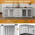 thumbnail image 5 of Wiilayok 94.5" Large Double Dog Crate Furniture, Wooden Double Dog Kennel Furniture with 3 Drawers and 4 Dog Bowl, Heavy Duty Indoor Furniture Style Dog Cage House(White), 5 of 8