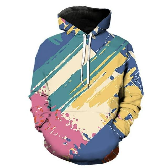 Paint Brush Pattern 3d Printed Hoodie For Men Personality Street Pullover Sweatshirt Drawstring Autumn Long Sleeves Hooded Coat