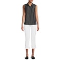 thumbnail image 3 of Time and Tru Women's Sleeveless Woven Henley, 3 of 5