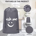 thumbnail image 3 of Lightweight 210D Oxford Fabric Laundry Bag with Drawstring Closure & Rope Lock - Smiley Face Blue Design, 80-120L Large Capacity (67*98cm) for Home, Travel, Camping – Foldable, Durable Organizer for, 3 of 6