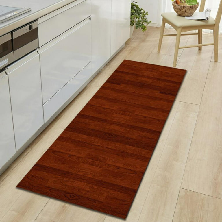 Kitchen Rugs Mats Floor Carpet Non Slip Rubber Backing Accent Area Runner  Thin Low Pile Indoor Doormat Set-Country Rustic Wood Planks Board Rugs for  Kitchen Living Room Bedroom Entrance Porch 