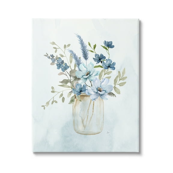 Stupell Industries Floral Blue Bouquet Botanical & Floral Painting Gallery Wrapped Canvas Art Print Wall Art, 16 x 20