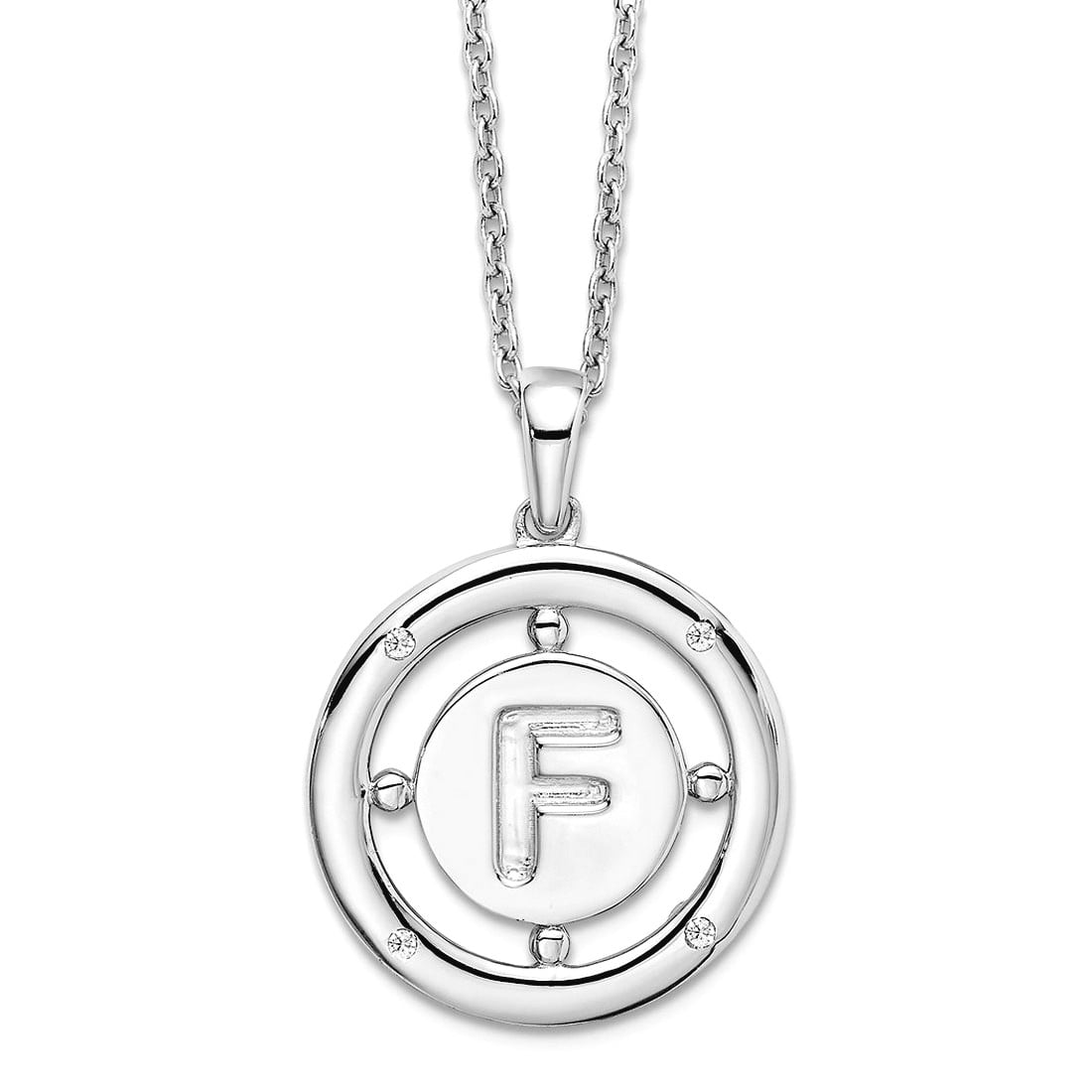 19mm 925 Sterling Silver Rhodium Plated White Ice Diamond Letter Name Personalized Monogram Initial F Necklace 18 Inch P