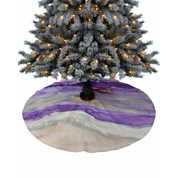 Purple Coastal Christmas Tree Skirt 36 Inches Large Christmas Skirt Tree, Spring Summer Ocean Beach Nautical Sea Wave Tree Skirt Christmas Decorations for Fireplace Party Holidays Indoor Outdoor