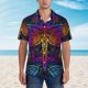 thumbnail image 2 of Fotbe Indian Mandalas Dragonfly Camisa Hawaiana para Hombre Unisex – Camisa Casual de Verano con Botones de Manga Corta de Algodón y Lino,XX-Large, 2 of 7
