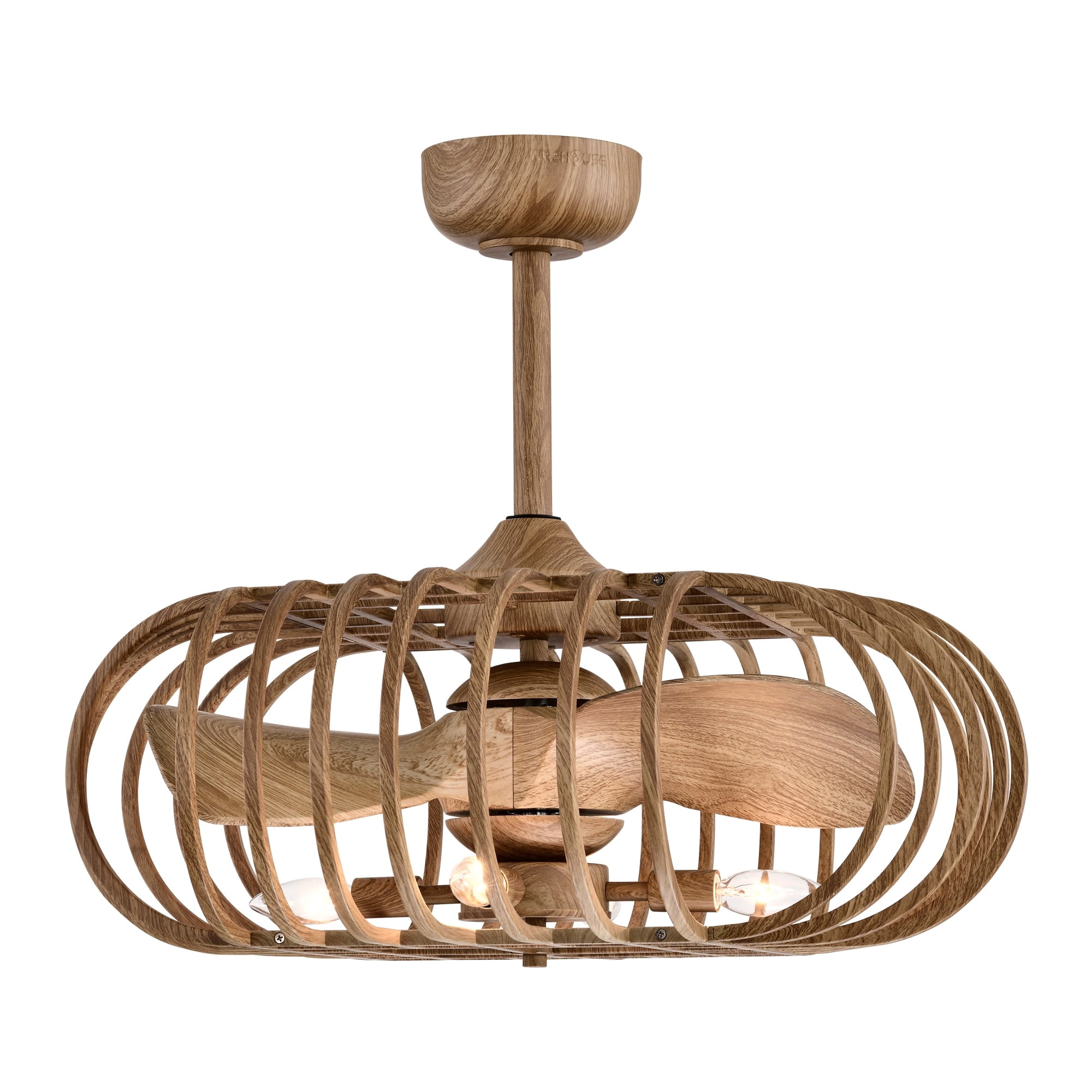 Oren 26 in. 4-Light Indoor Faux Wood Grain Finish Ceiling Fan with Light Kit