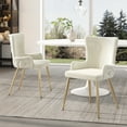 thumbnail image 3 of Noble House 7-Piece Dining Set, White Extendable Round Table for 4–6 with 6 Velvet Chairs, Gold Metal Legs, Beige, 3 of 10