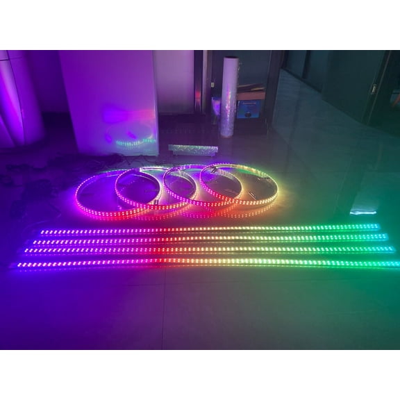 Tzvmnylighting Factory - 4PCS 15.5" Double Row Bluetooth & Remote CHASING LED Wheel Rings Rim Lights work with Underglow Strips