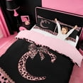 thumbnail image 3 of meiyoeat Cheetah Pattern Monogrammed C Twin Bedding For Kids,Pink Leopard Print Bow Duvet Cover Set For Girls,pink Reversible,2pcs(No Comforter), 3 of 6