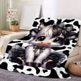 thumbnail image 5 of 1pc Daughter And Granddaughter Cute Calf Print Flannel Blanket, Warm And Soft, Suitable For Sofabed, Sofa, Camping And Travel, The Best Holiday Gift Blanket, Birthday Blanket, Gift Blanket, 5 of 6