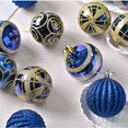 thumbnail image 4 of Twfbrm 16 Pcs Christmas Tree Balls Ornaments, 2.36" Blue & Gold Shatterproof Plastic Decorative Ball Pendants, 4 Style Glitter Xmas Tree Hanging Baubles Christmas Decorations for Home Party, 4 of 6