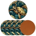 thumbnail image 2 of Turtle 6PCS Round Microfiber Leather Coasters, 11x11 cm/4.3x4.3 in, Drink Mats for Table, Set of 6 Absorbent Coasters for Drinks, 2 of 6