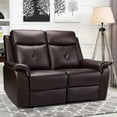 thumbnail image 5 of PU Leather Reclining Sofa - Manual Double Recliner Loveseat with Massage & Heating - 2-Seater Home Theater Seating for Living Room, Reading Room, Bedroom (Brown), 5 of 7