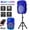 Blue, variant on 8" Portable PA Speaker System - 1100W Max, Rechargeable Battery, Flashing LED Lights, Karaoke Machine, FM/USB/Aux/SD Player, Tripod Stand & Trolley Handle for Parties, Weddings, DJ Events