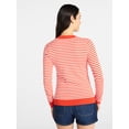 thumbnail image 2 of Time and Tru Women's Striped Pointelle Pullover Sweater with Long Sleeves, Midweight, Sizes XS-XXXL, 2 of 6