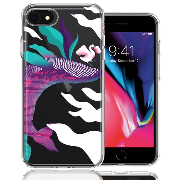 MUNDAZE For Apple iPhone 6/7/8/SE Mystic Floral Whale Design Double Layer Phone Case Cover