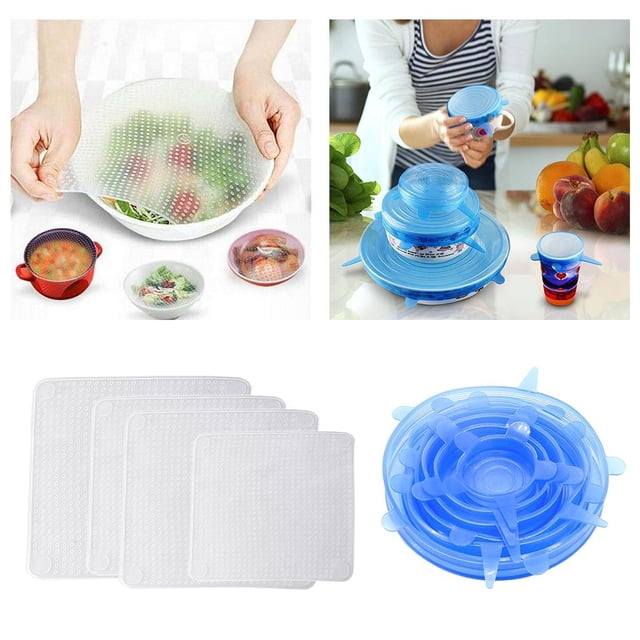 10 Unids / Set Tapas Elásticas De Silicona forma forma forma Y Cuadrada Cubierta De Sello De Cocina Reutilizable perfecl Tapas elásticas de silicona