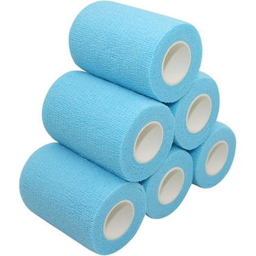 3 Inch Vet Wrap, 6 Pack, Light Blue, Self-Adhesive Bandage Tape for Medical Use
