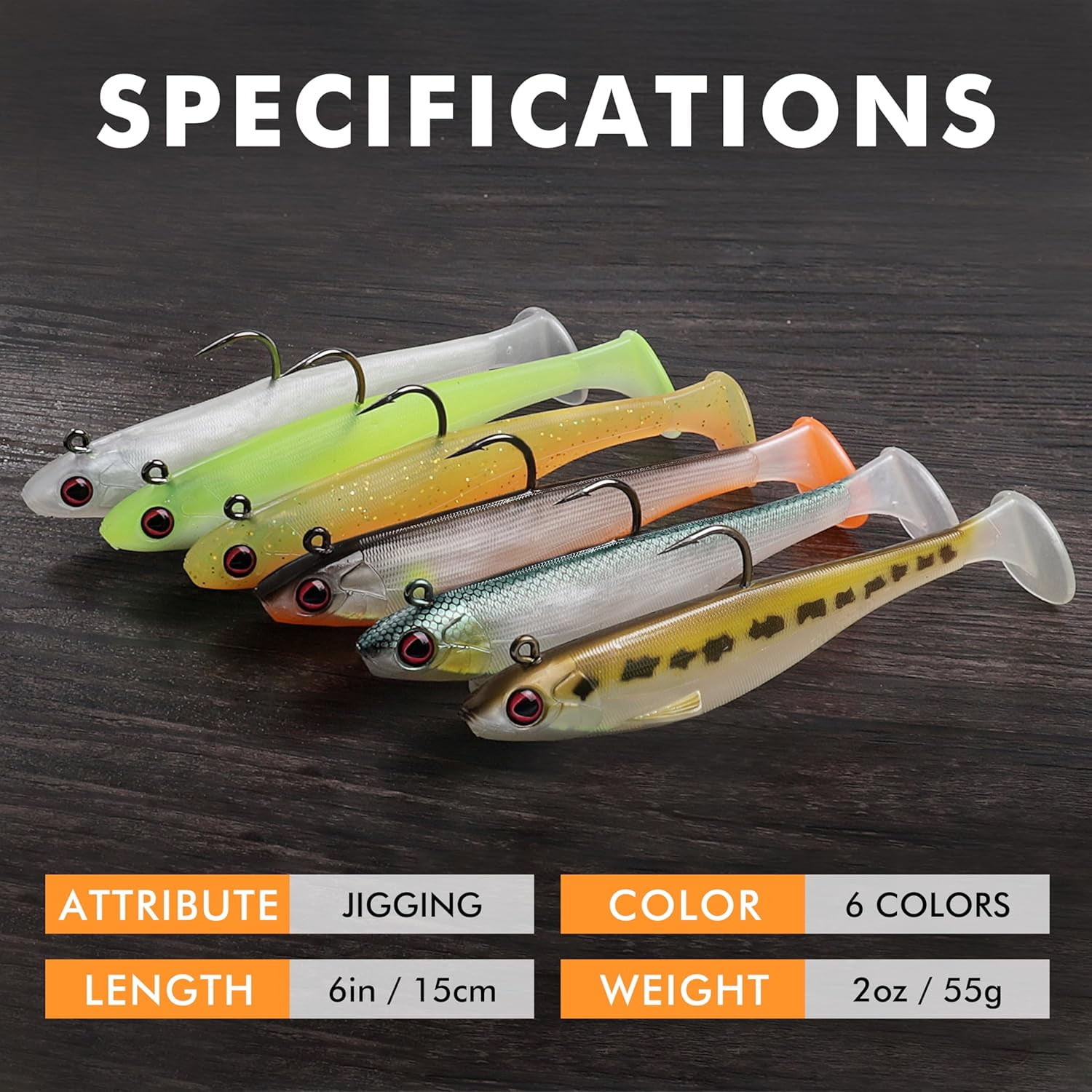 TRUSCEND Shadtale Soft Fishing Lures with BKK Hooks – Easy Catch: Trembly Sinking and Vibrating Swim for More Bites, Paddle Tail Swimbait for Bass, Trout, Crappie, Walleye, Ideal for Family Fishing