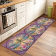 thumbnail image 2 of Runner Rug 2'x6', Purple Dragonfly Washable Non-Slip Hallway Runner Rugs, Colorful Flowers Watercolor Chic Floral Plant Bedside Rugs Floor Mats Carpet Runners for Kitchen Bathroom Laundry Room, 2 of 8
