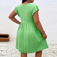 thumbnail image 5 of Fashion Beach Dresses for Womens Plus Size Summer Plus Size V-Neck Crisscross Detail Ruffle Sleeve Flared Midi Dress Casual Solid Color Dress, 5 of 5