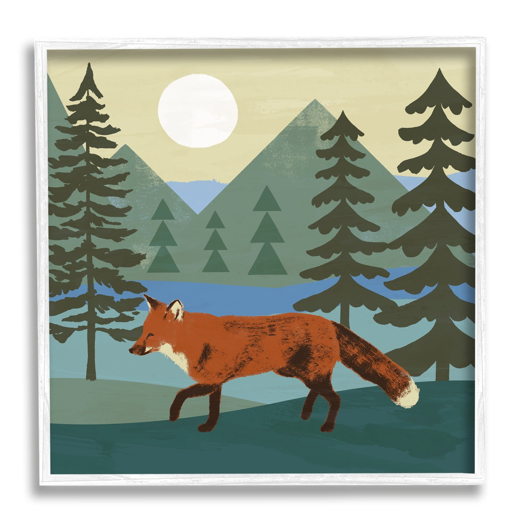 Stupell Industries Red Fox Running Forest Distant Mountains Sunset, 12 x 12, Design by Victoria Barnes