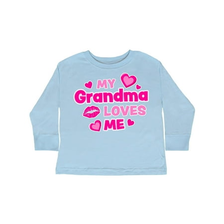 

Inktastic My Grandma Loves Me with Hearts and Kiss Gift Toddler Boy or Toddler Girl Long Sleeve T-Shirt