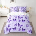 thumbnail image 2 of jejeloiu Flying Animal Butterflies 7-Piece Bedding Comforter Set,Bohemian Exotic Style King Bedding Sets,Purple Cartoon Stars Pattern Bed Sheets For Girls,Breathable Home Decor Reversible, 2 of 8