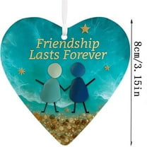 Cute Christmas Ornaments,Friendship Gifts For Women,Heart-Shaped Sea Glass Friendship Decor,Timeless Friendship Heart Keepsake Ornament for Christmas Tree,Sea Glass Art Hanging Ornaments for Friends