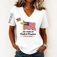 thumbnail image 3 of Textilo 250th Years Of American Freedom T-Shirt for Women Short Sleeve V Neck Shirts American Flag Design Tshirts 1776–2026 Cross Patriotic 4th Of July Tops,White 2XL, 3 of 4
