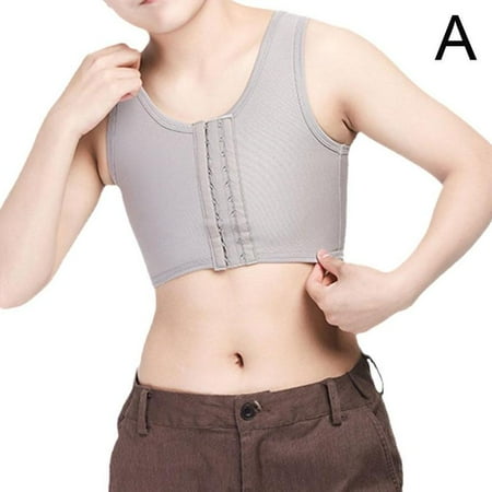 

Women Hook Short Vest Breast Binder Breathable Slim Corset Fit Top Sport Bra Chest Shaper Compression Tank Top for Tomboy V1J8