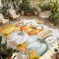 thumbnail image 2 of Outdoor Rug 5x8 ft Fall Thanksgiving Waterproof Outdoor Patio Rug Mat Non Slip Outside Area Rugs Carpet for RV,Camping,Porch,Deck,Pool,Balconybackyard,Orange Pumpkins Autumn Leaves Floral, 2 of 9