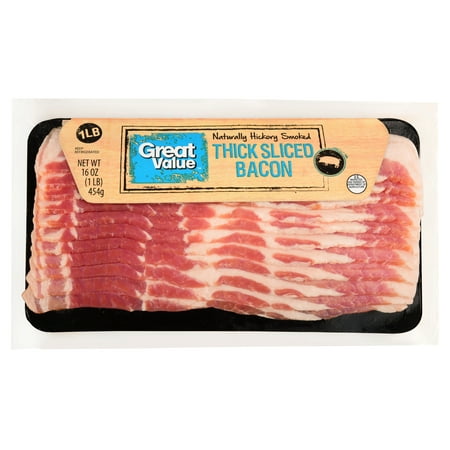Great Value Thick Sliced Bacon, Natural Hickory Smoked, 16 oz
