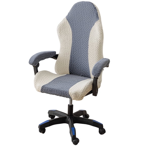 Mictong ergonomic gaming chair cover; Anti pet office chair protection; Washable spandex chair cover; Decorative Jacquard Game Chair Accessories, Blue and White, 1 piece
