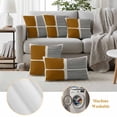 thumbnail image 6 of Brown Outdoor Waterproof Pillow Covers, Modern Painting Farmhouse Striped Abstract Art Decorative Square Throw Pillowcase Sofa Cushion Sham for Patio/Couch/Chair, 26"x26" 2 Pack, 6 of 8
