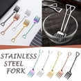 thumbnail image 1 of Fiudx Tenedor de Acero Inoxidable, Acabado Dorado Galvanizado, Diseño Fácil de Limpiar, Elegante para Frutas y Quesos, Ideal para Aperitivos, Pasteles y Bocadillos, Perfecto para Fiestas, Tamaño 12 X, 1 of 7